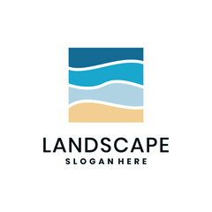 Abstract sea landscape design logo template