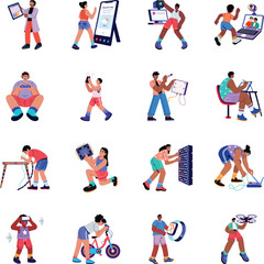 Collection of Electronics Flat Style Illustrations 


