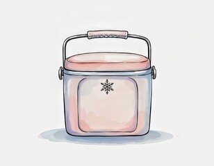 Nevera con un copo de nieve. Ilustración vectorial acuarela