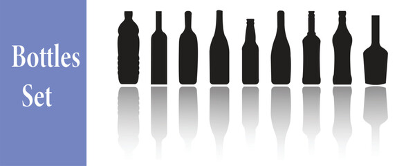 Bottle Set Vector, Bottle Icon Set 