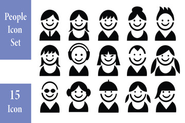 People Icon Set, People Face Art