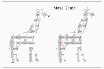 Animals maze game pattern decorative design template
