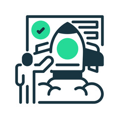 Startup Founder Line Icon, Outline Symbol for Entrepreneurship, Business Leadership, Startup Vision, Company Creation, and Entrepreneurial Success. Vector Sign Icon