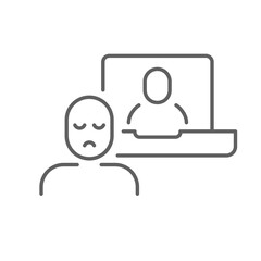 Zoom fatigue line icon Thin outline editable stroke symbol showing remote worker tired during video call online communication stress burnout concept