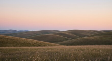 Serene Sunset Over Rolling Hills