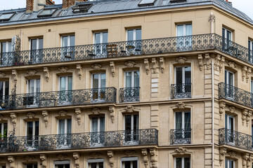 Building Facade with Balconies and Windows