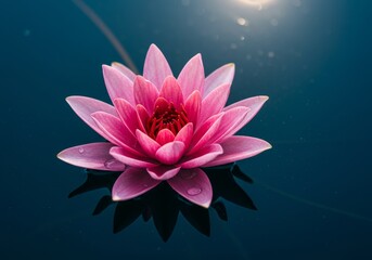 Serene Pink Water Lily Blooming on Calm Water