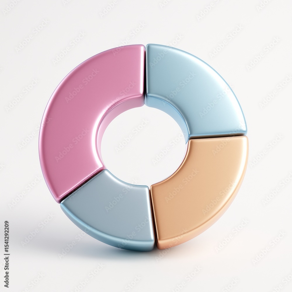Poster colorful donut chart: a visually engaging donut chart composed of four segments in pastel hues, sign