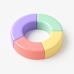Colorful donut chart: A vibrant, pastel-colored donut chart. showcasing data segments in a clean, modern design, ideal for business and infographics.