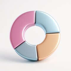 Colorful donut chart: A visually engaging donut chart composed of four segments in pastel hues, signifying the dynamic interrelation of components and providing a modern take on data representation. 
