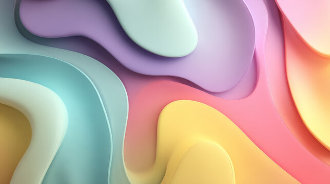 Creative fluid background in 3D with glassmorphism aesthetics, featuring pastel tones and curved graphics for modern promotional designs
