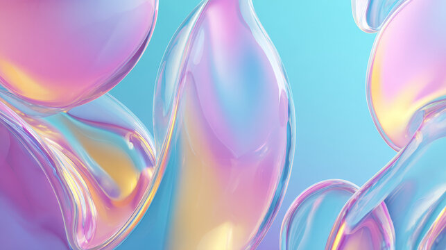 Creative fluid background in 3D with glassmorphism aesthetics, featuring pastel tones and curved graphics for modern promotional designs
