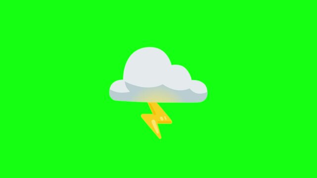 rain and thunder animation on green screen