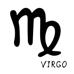 Hand drawn virgo zodiac sign Esoteric symbol doodle Astrology clipart Element for design
