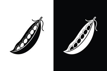 Silhouette Peas Icon. Filled Vector Illustration of Peas Pod Design