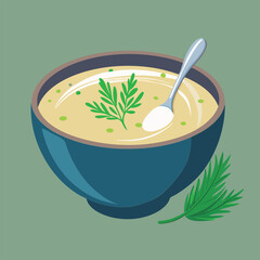 Creamy soup with fresh dill.