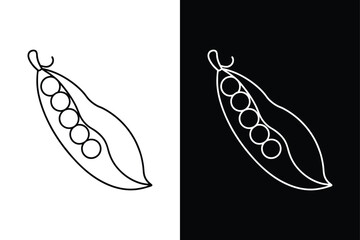Vector Peas Pod line Icon. Minimalist Black White Illustration of Vegetable