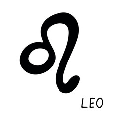 Hand drawn leo zodiac sign Esoteric symbol doodle Astrology clipart Element for design