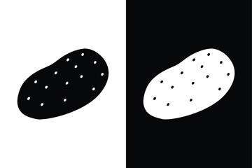 Black and White Potato Vector Icon. Vegan and Healthy Food Sign