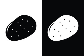 Potato Icon Vector. Classic Flat Style Vegetable Symbol in Black and White