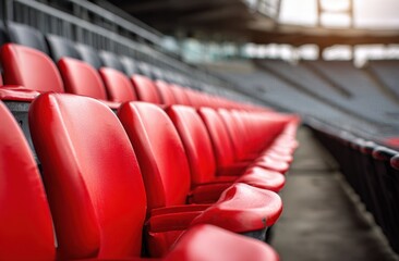 Close-up View of Rows of Red Stadium Seats