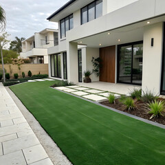 the front yard of a contemporary australian home o