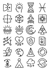 Vector set of Israel travel and hotel icons, symbols, and signs