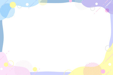 パステルカラーの幾何学模様が彩るポップな背景フレーム素材｜背景,パステル,幾何学,ポップ,フレーム,図形,余白