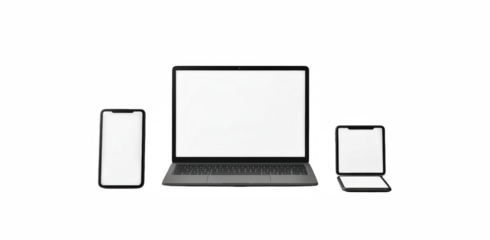 Modern Devices Mockup – Smartphone, Laptop, Foldable Phone Front View