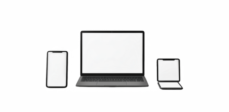 Modern Devices Mockup – Smartphone, Laptop, Foldable Phone Front View
