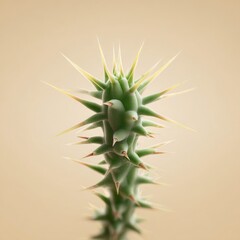 Unique and Spiky Green Cactus on a Soft Beige Background