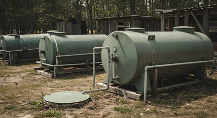 Outdoor Water Storage Tanks in Rural Setting