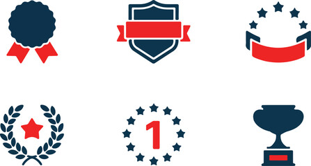 Award icons set silhouette