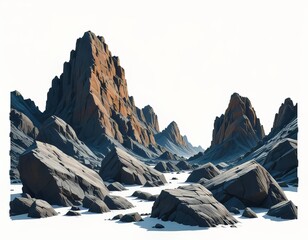Montaña aisladas en fondo blanco
