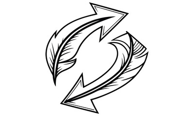 Circular arrows formed by feathers design element