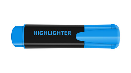 A realistic 3D rendered image of a  highlighter on a white surface