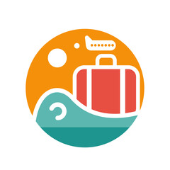 Travel Logo with Luggage and Waves
