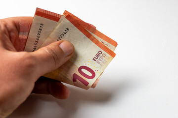 euro banknotes in hand