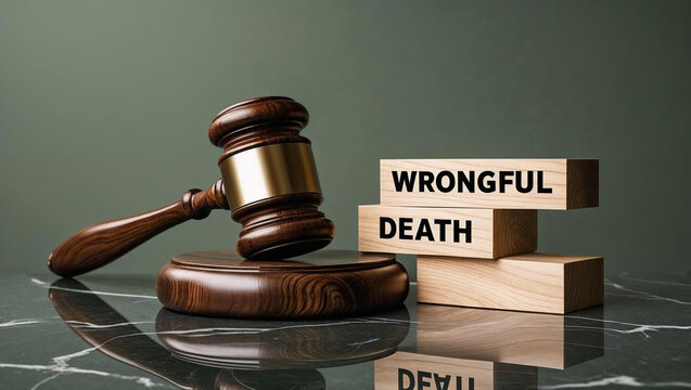 Wooden Gavel And Blocks Spelling Wrongful Death Concept For Legal Justice And Accountability
