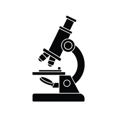 Black silhouette of a compound light microscope