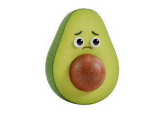 Isolated Sad Avocado Cartoon Character