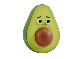 Isolated Sad Avocado Cartoon Character