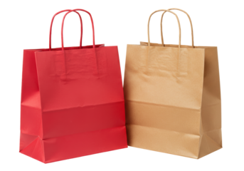 Isolated Red and Brown Shopping Bags