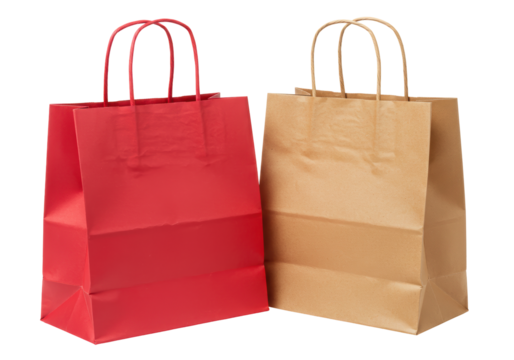 Isolated Red and Brown Shopping Bags