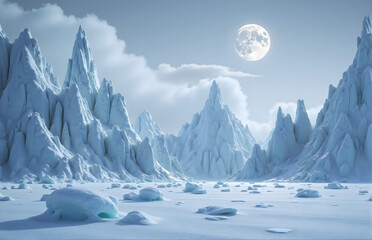 Snow - covered Mountains Under Moonlight