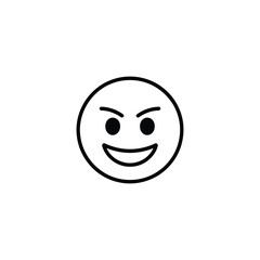 Evil grinning face emoji line art icon
