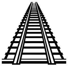 Black and white railroad tracks perspective
