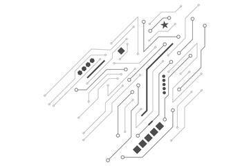 Electronics board. Circuit board electronic hi tech pattern. Vector abstract computer chip. Black monochrome background