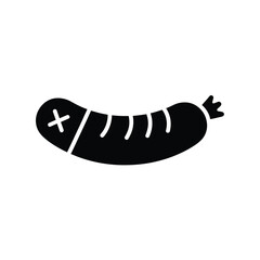 Black sausage icon with cross mark no meat