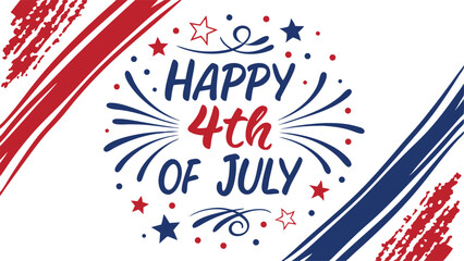 Classic 4th of July Design with Bold Text and Firework Bursts